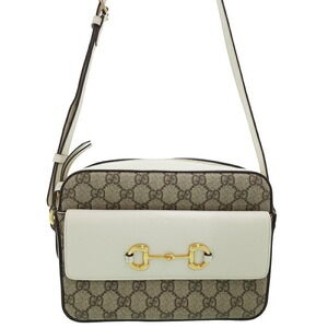 Gucci Horsebit 1955 shoulder bag beige ebony GG supreme canvas white